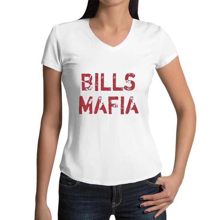 Expression Distressed Bills Mafia Red Print Mens  Women V-Neck T-Shirt