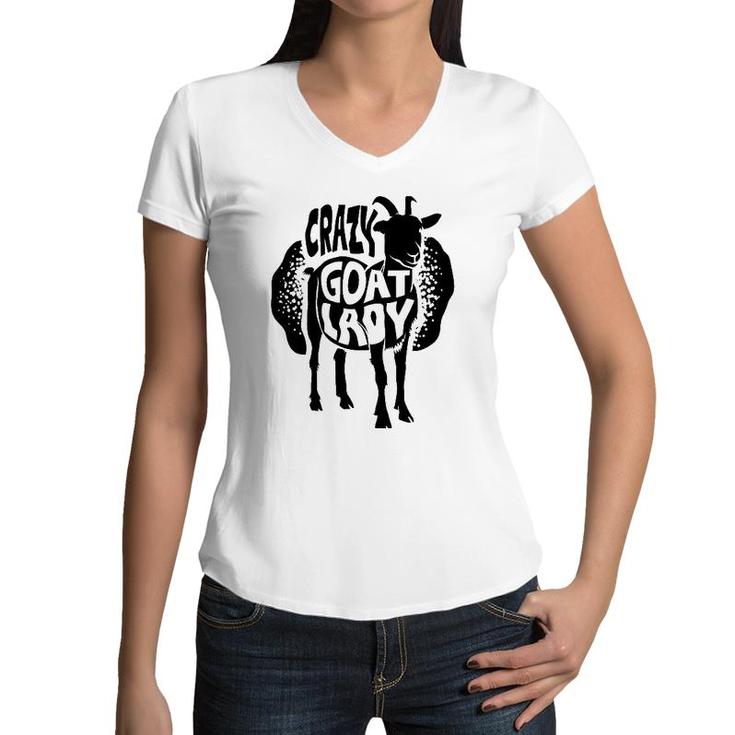 Funny Crazy Goat Lady Birthday For Cool Women Or Girls Women V-Neck T-Shirt