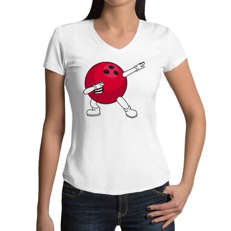 Funny Dabbing Bowling Gift For Bowler Dancer Kids Boys Girls Women V-Neck T-Shirt