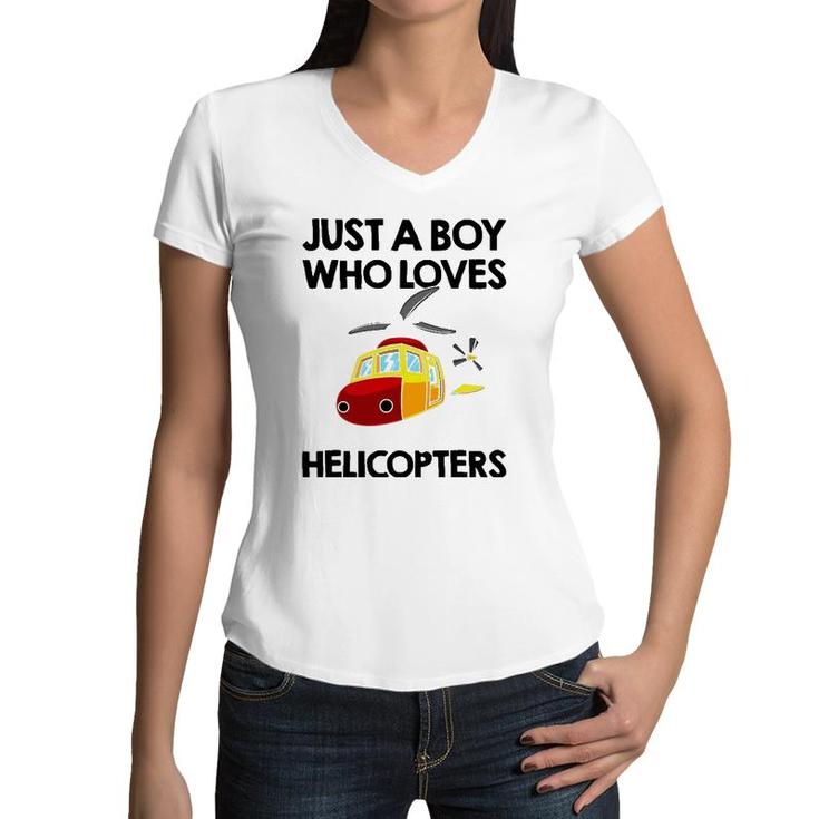 Funny Helicopter Gift Boys Toddler Kids Men Pilot Aviator Women V-Neck T-Shirt