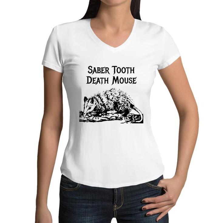 Funny Saber Tooth Death Mouse Wrong Animal Name Stupid Joke Women V-Neck T-Shirt