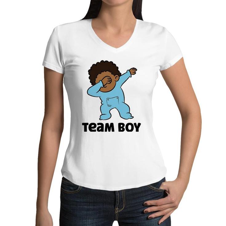 Gender Reveal Baby Shower Team Boy Women V-Neck T-Shirt
