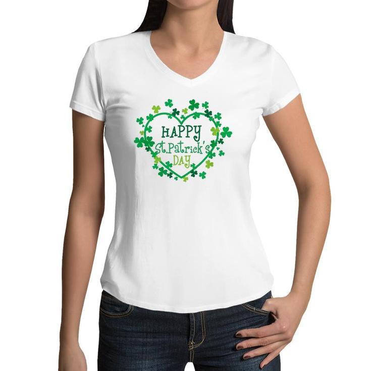 Happy St Patrick's Day Funny Saint Patrick Irish Girl Boy Women V-Neck T-Shirt