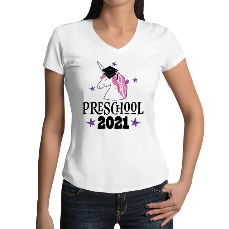 Kids Preschool Class Of 2021 Graduation Gift Women V-Neck T-Shirt
