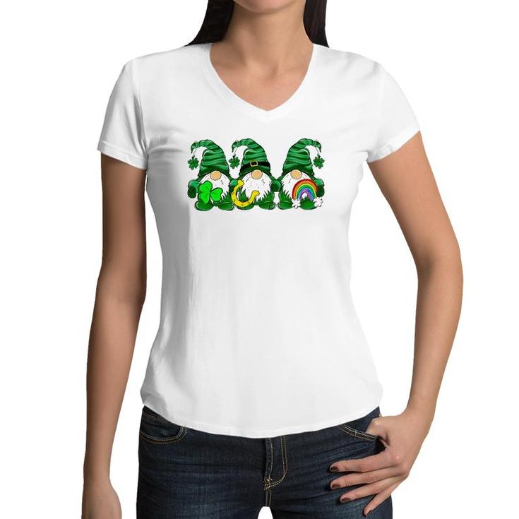 Lucky Rainbow Gnome Happy St Patrick's Day Kids Women Men Women V-Neck T-Shirt