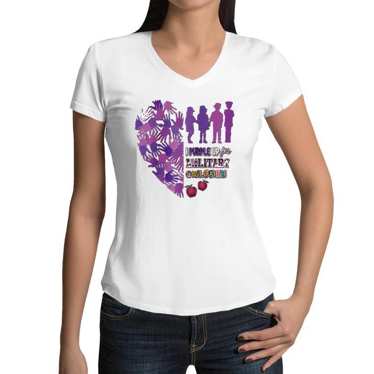 Military Child  Purple Up For Military Kids Month Women Raglan Baseball Tee Women V-Neck T-Shirt