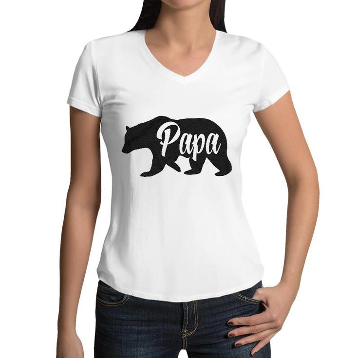  Papa Bear Funny Gifts For Birthday Women V-Neck T-Shirt