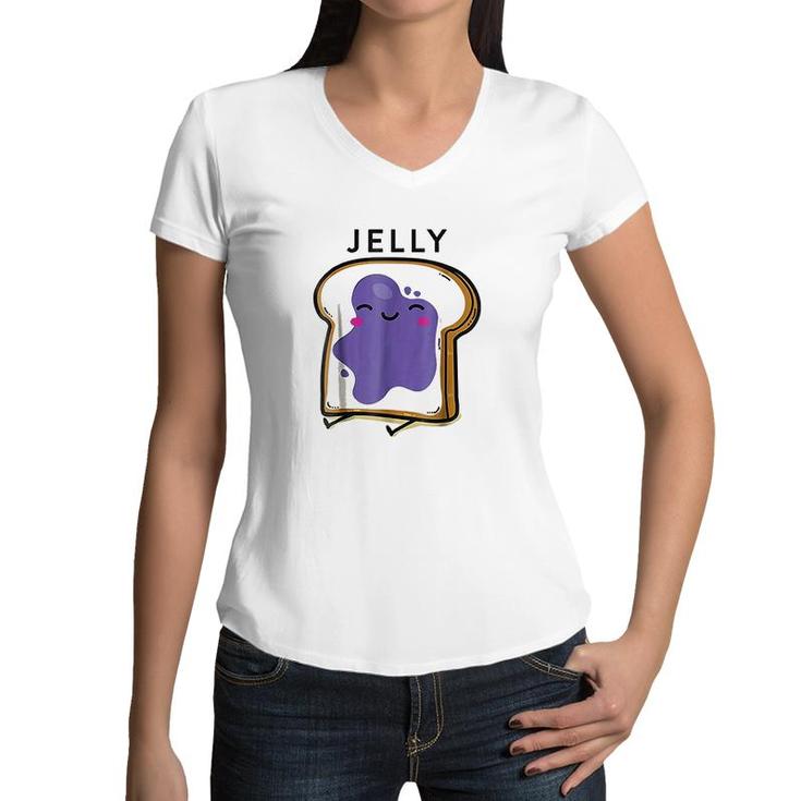 Peanut Butter Jelly Matching Grape Best Friend Women V-Neck T-Shirt