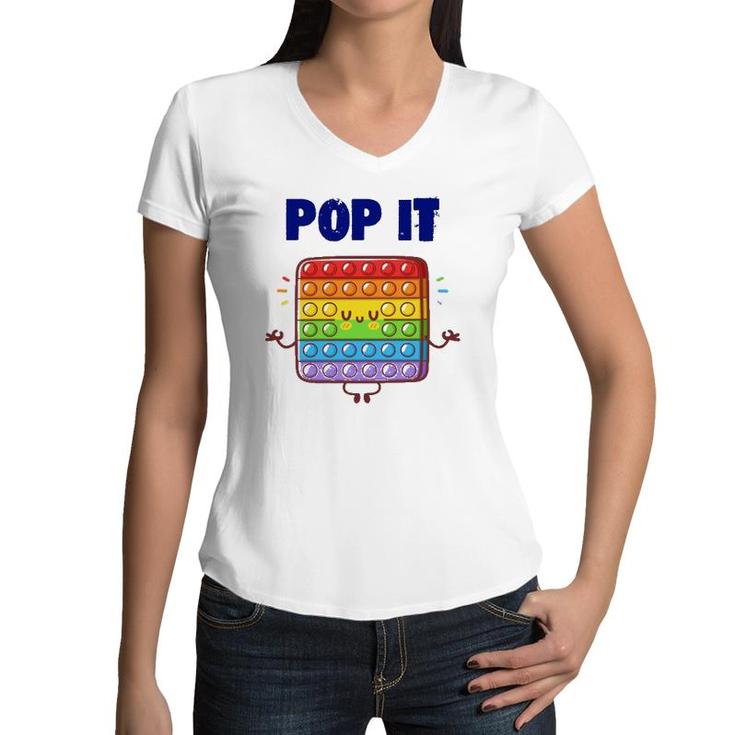 Pop It Fidget Toy Rainbow Kids Toddler Boys Girls Women V-Neck T-Shirt