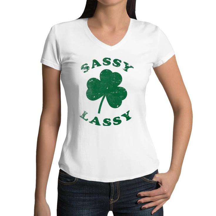 Sassy Lassy Funny Women Girls St Patrick's Premium Women V-Neck T-Shirt