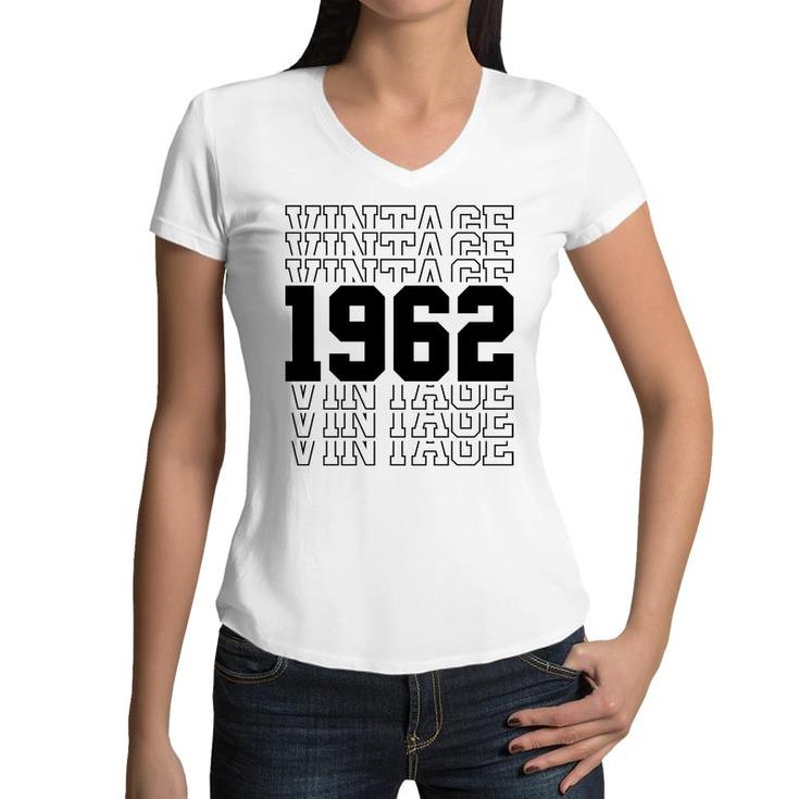 Vintage 1962 Black Happy 60Th Birthday Idea Women V-Neck T-Shirt