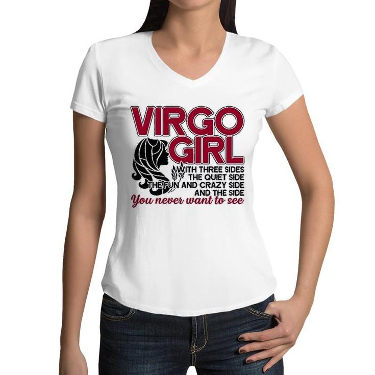 Virgo Girl Has Three Sides Women V-Neck T-Shirt