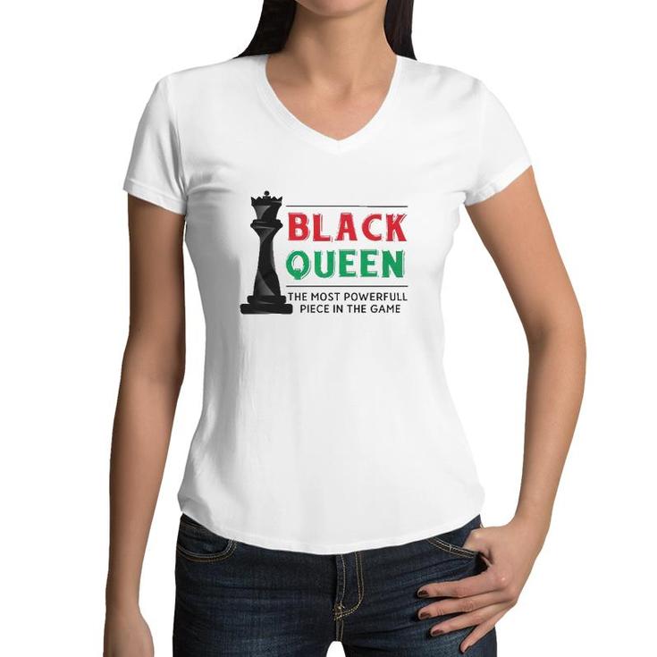 Women's Black History Month Kids Proud African Pride Black Queen Women V-Neck T-Shirt