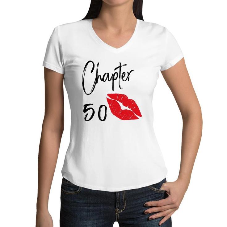 Womens Chapter 50 50Th Birthday For Women And Girl Women V-Neck T-Shirt