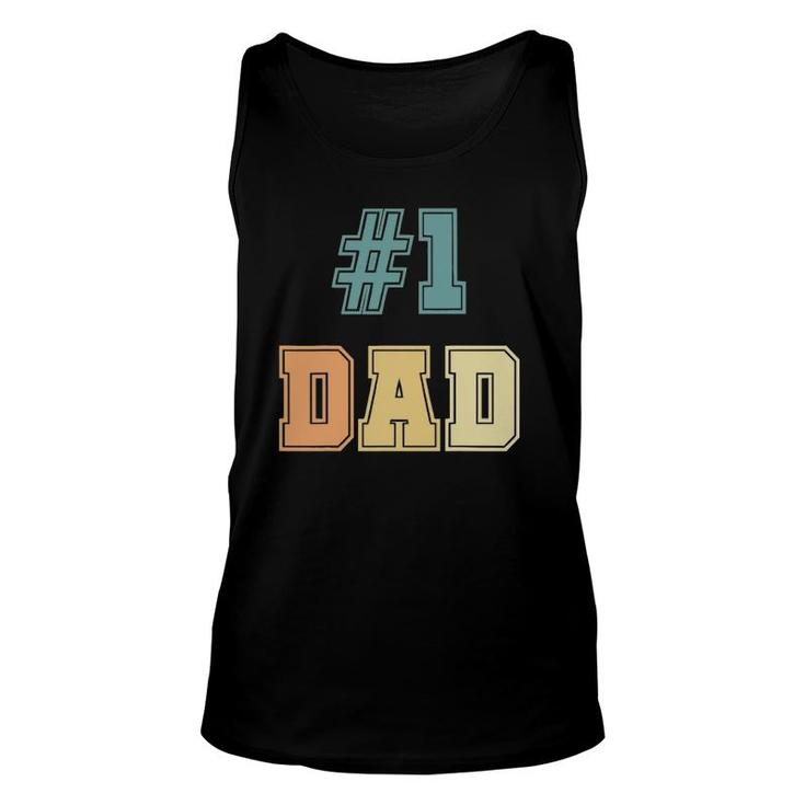 1 Dad Number One Dad Father's Day Vintage Style Unisex Tank Top