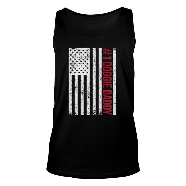1 Doggie Daddy Father's Day Gift American Flag Unisex Tank Top