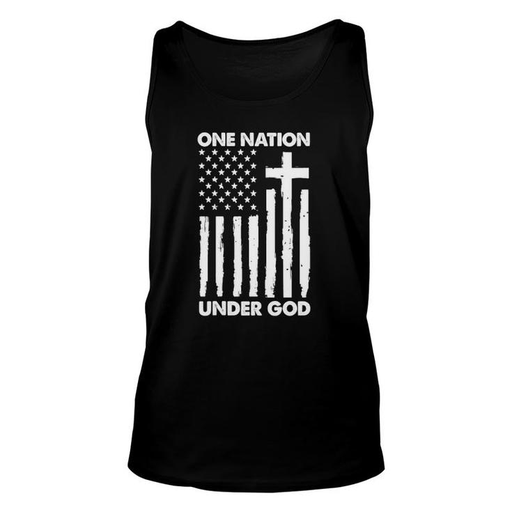 Womens 1 Nation Under God Christian Faith American Flag Usa V-Neck Tank Top