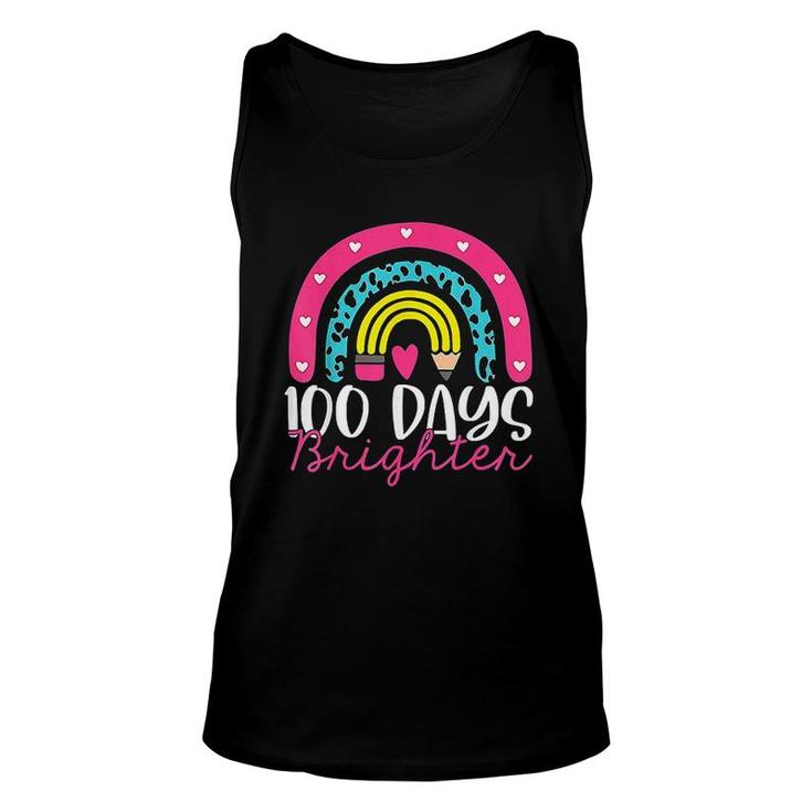 100 Days Brighter Teacher Student 100 Days Of School Rainbow Unisex Tank Top
