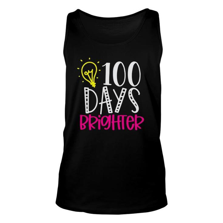 100 Days Brighter Teacher Student 100 Days Of School Unisex Tank Top