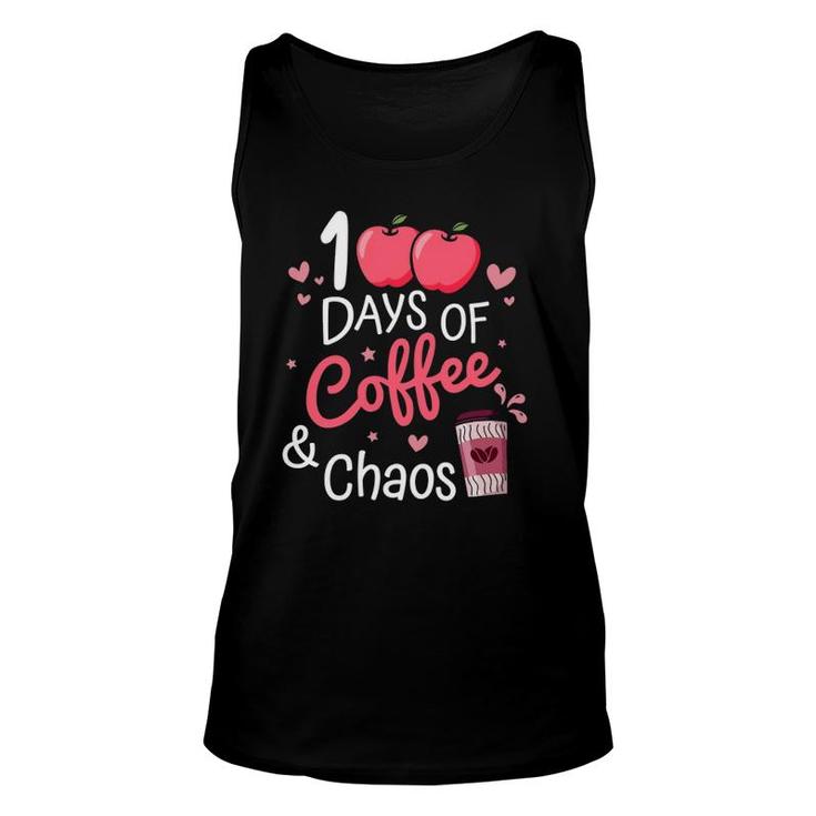 100 Days Of Coffee And Chaos Happy 100Th Day School Teacher Unisex Tank Top
