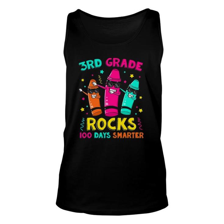 100 Days Smarter 3Rd Grade Crayons 3Rd Grade Rocks Teacher Tank Top