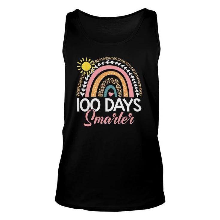 100 Days Smarter Rainbow Leopard Happy 100Th Day Of School Unisex Tank Top
