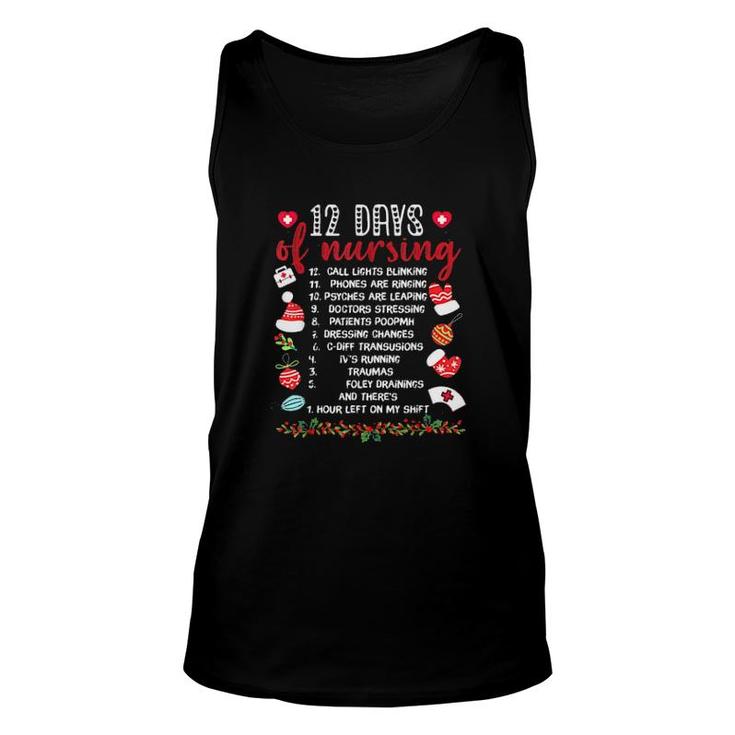 12 Days Of Nursing Call Lights Blinking Phones Are Ringing Psyches Are Leaping Doctors Stressing Chrsitmas Sweat Tank Top
