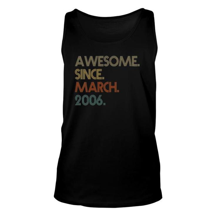 Womens 16Th Birthday Awesome Since March 2006 Vintage V Neck Tank Top