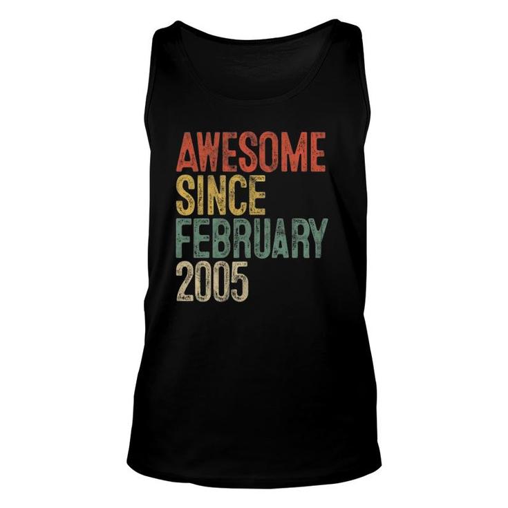 17Th Birthday Awesome Since February 2005 17 Years Old Tank Top