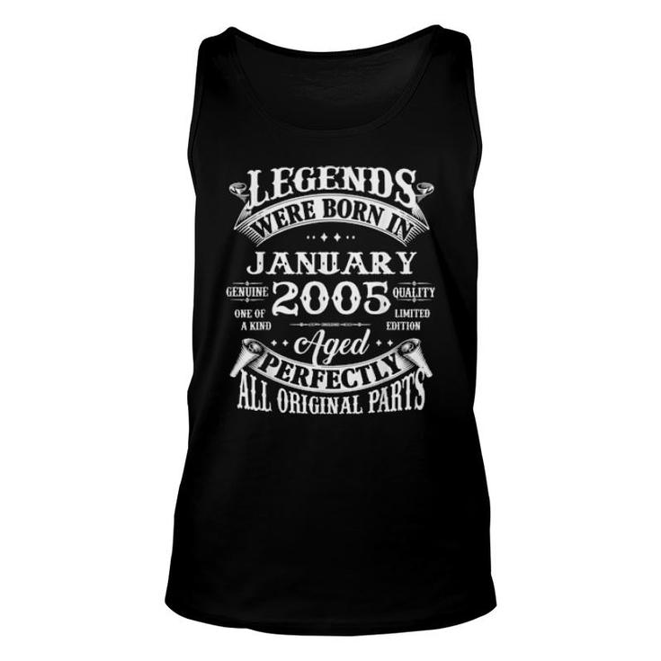 17Th Birthday Legends Born In January 2005 17 Years Old  Unisex Tank Top