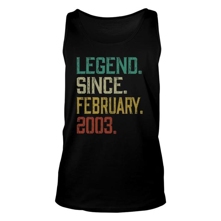 19Th Birthday 19 Years Old Legend Since February 2003 Ver2 Unisex Tank Top
