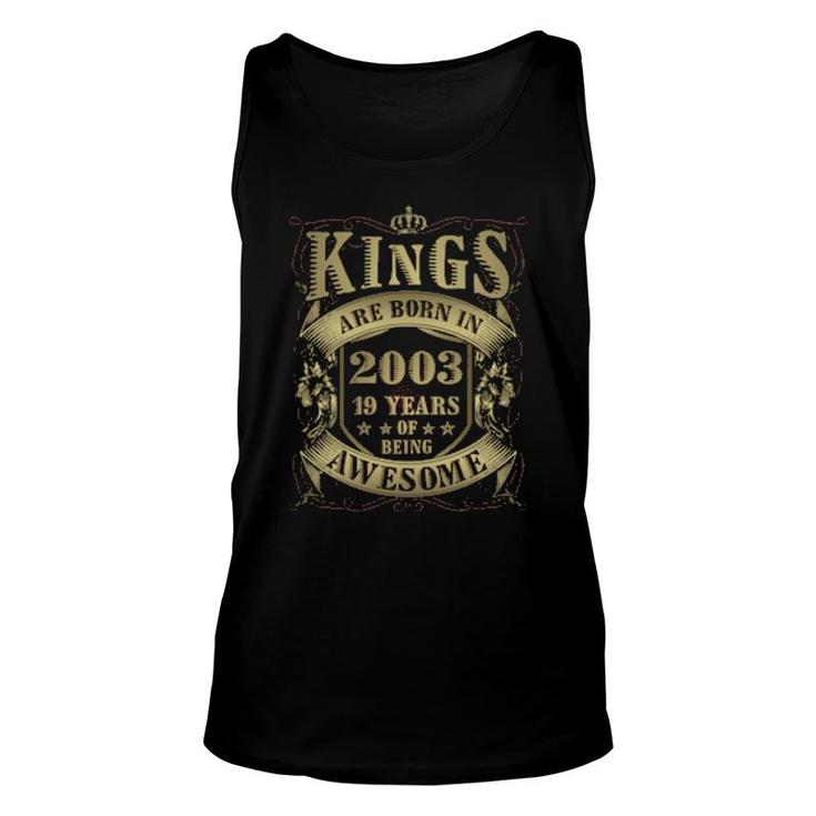 19Th Birthday Vintage Kings Born In 2003 19 Years Old  Unisex Tank Top
