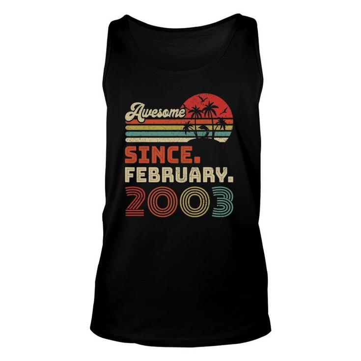 20 Years Old Awesome Since February 2003 20Th Birthday Unisex Tank Top