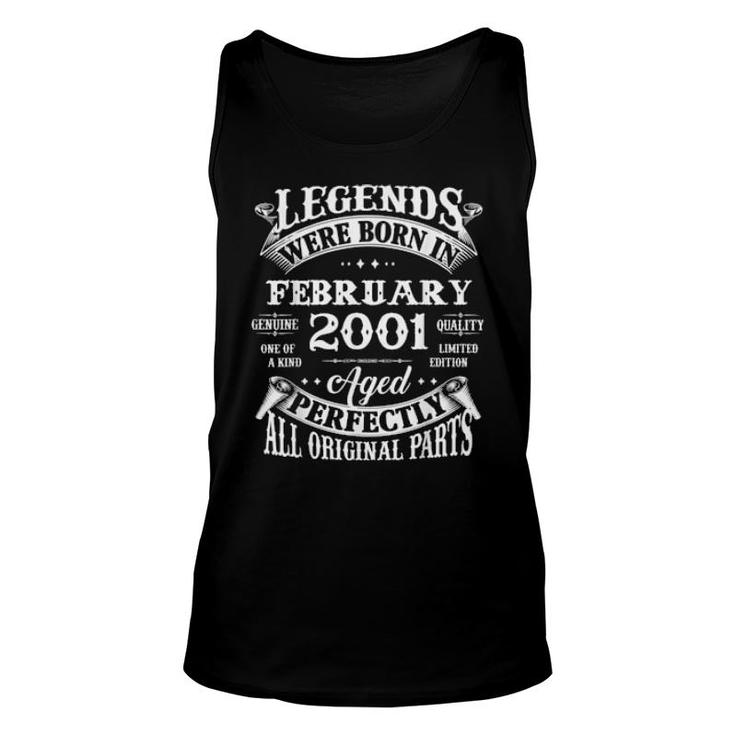21St Birthday Legends Born In February 2001 21 Year Old  Unisex Tank Top