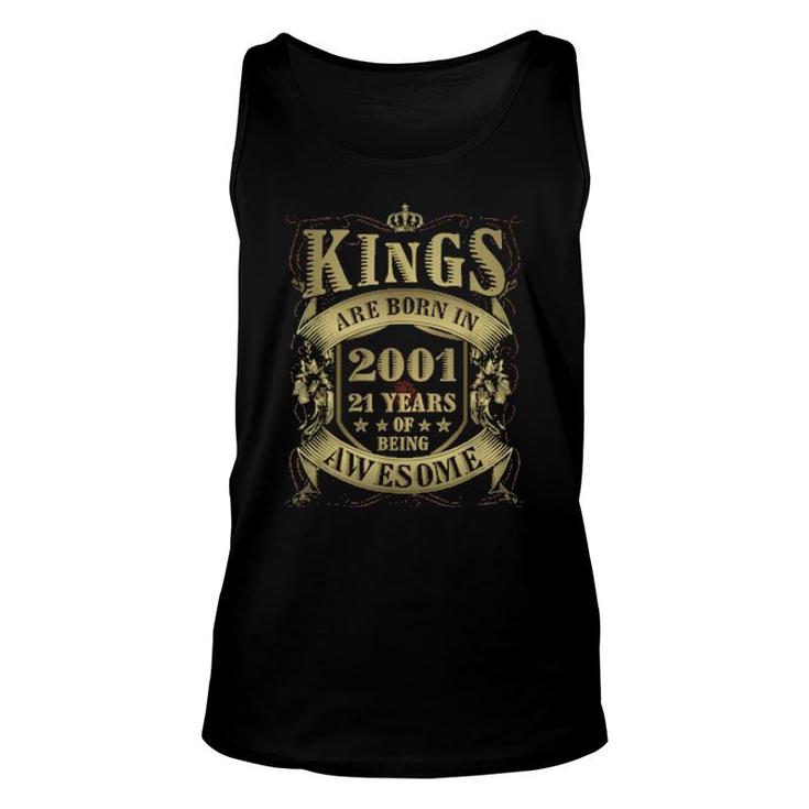 21St Birthday Vintage Kings Born In 2001 21 Years Old  Unisex Tank Top