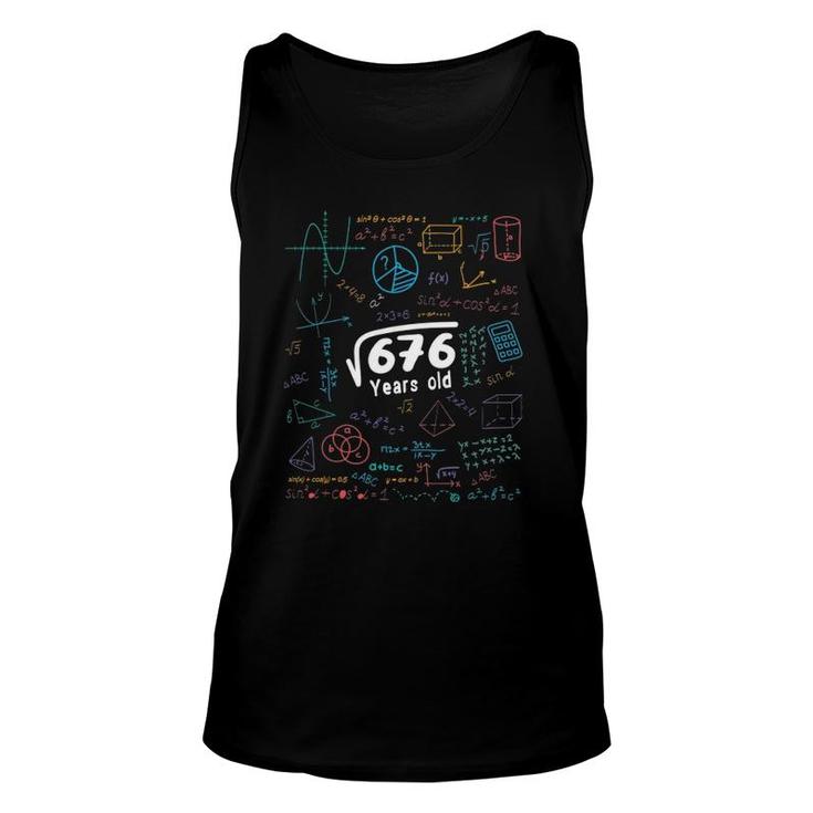 26 Years Old Men Women 26Th Birthday Square Root Of 676 Ver2 Tank Top