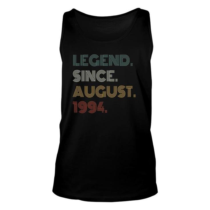 28Th Birthday Legend Since August 1994 Gift 28 Years Old Unisex Tank Top