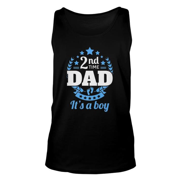 2Nd Time Dad It's A Boy Dad Again Second Baby Announce Tank Top