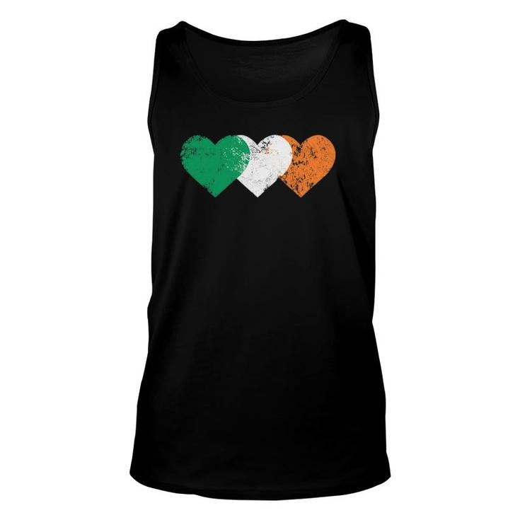 3 Hearts Ireland Flag St Patricks Day Irish Flags Men Women Unisex Tank Top