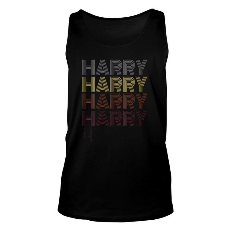 Womens Graphic 365 First Name Harry Retro Pattern Vintage Style V-Neck Tank Top