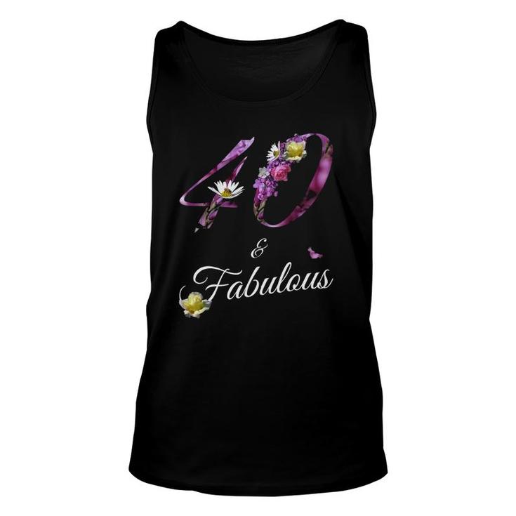 40 Years Old Tee 40 & Fabulous Floral Decor 40Th Birthday Tank Top