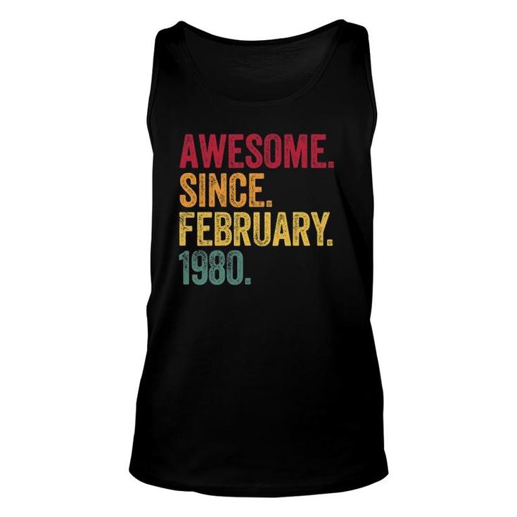 42 Years Old Awesome Since February 1980 42Nd Birthday Gift Unisex Tank Top