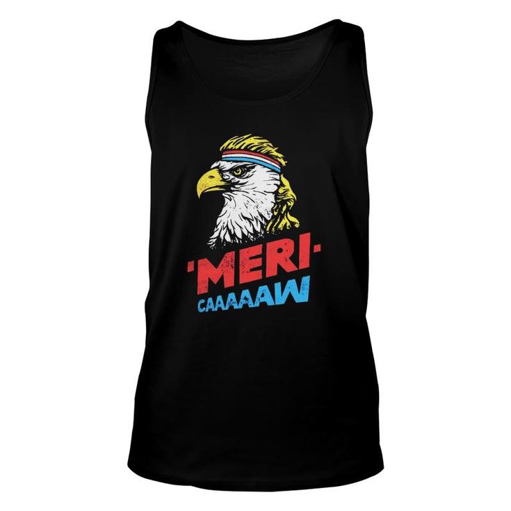 4Th Of July 'Meri-Caaaaaw Patriotic American Eagle Mullet Headband Tank Top