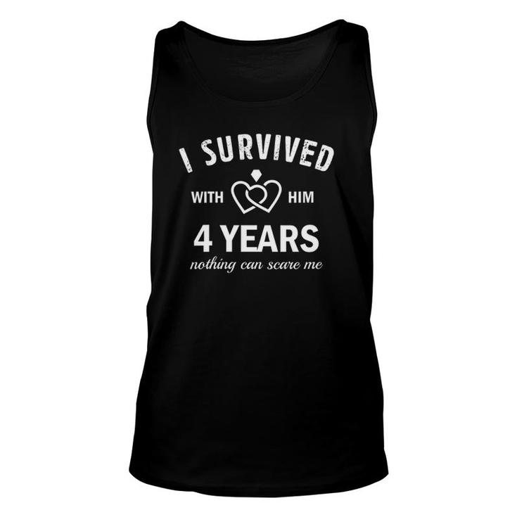 Womens 4Th Marriage Anniversary For Her Survived 4 Years With Hubby Tank Top