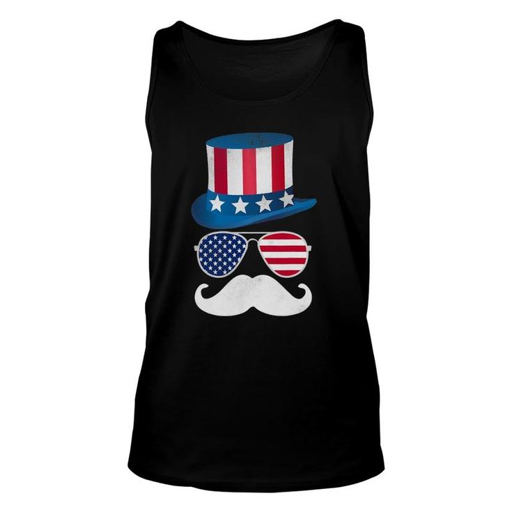 4Th Of July Funny Gift Usa Mustache Man Unisex Tank Top