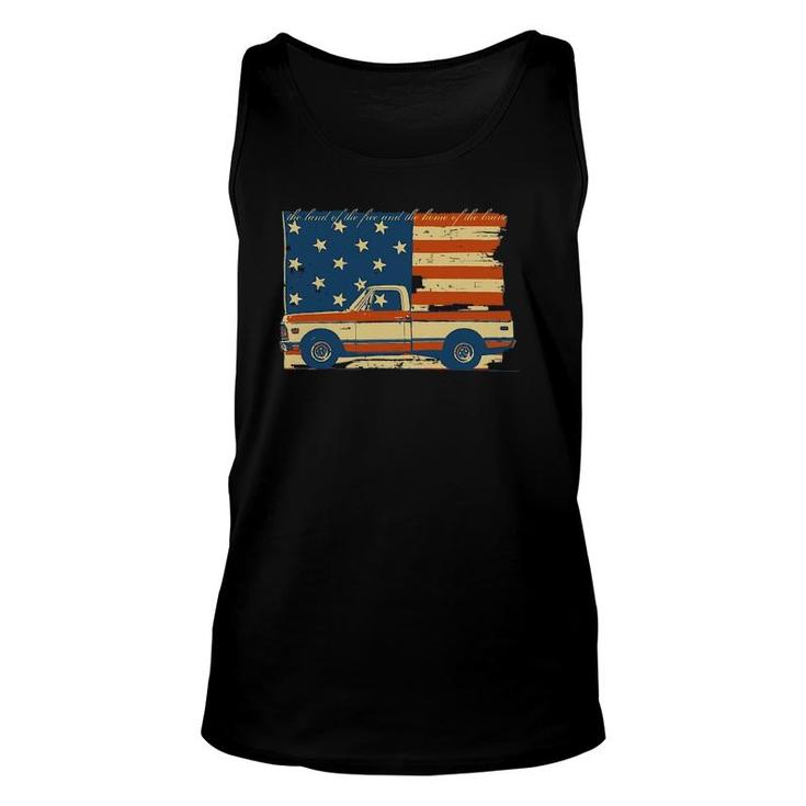 4Th Of July Patriotic Classic Pickup Truck Flag Unisex Tank Top
