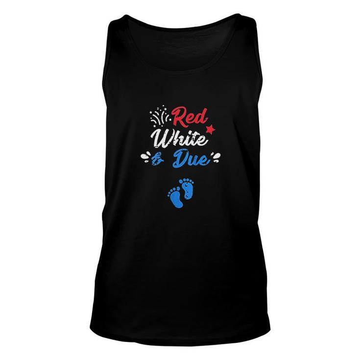4th Of July Pregnancy Announcement Red White And Due Red And Blue Unisex Tank Top
