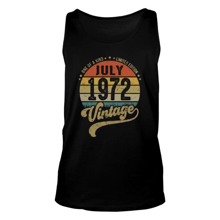 50Th Birthday Gift One Of A Kind July 1972 Vintage Unisex Tank Top