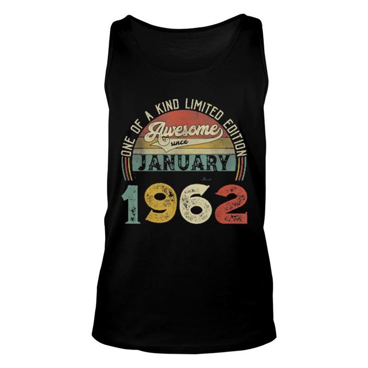 60Th Birthday Decorations January 1962 60 Yrs Old  Unisex Tank Top