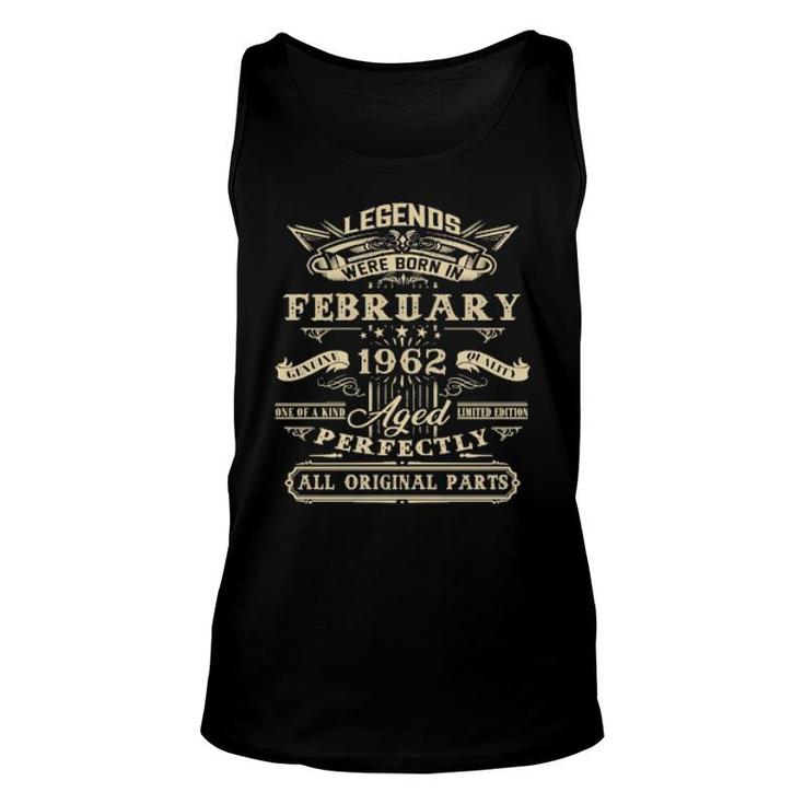 60Th Birthday For Legends Born February 1962 60 Yrs Old  Unisex Tank Top